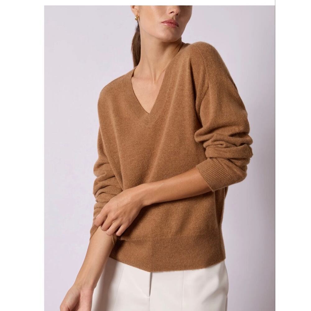 Brochu Walker Ennes Rushed Cashmere Sweater Size Small toffee Melange